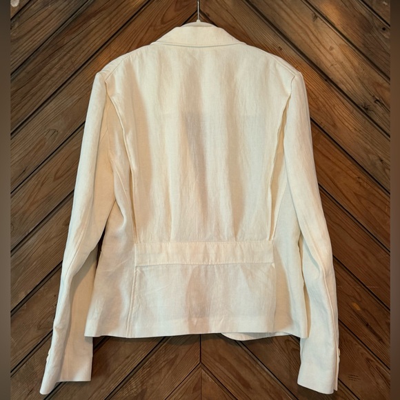 Vintage 90s Ralph Lauren Blue Label 100% White Linen Made in Italy Blazer Jacket - Picture 5 of 16